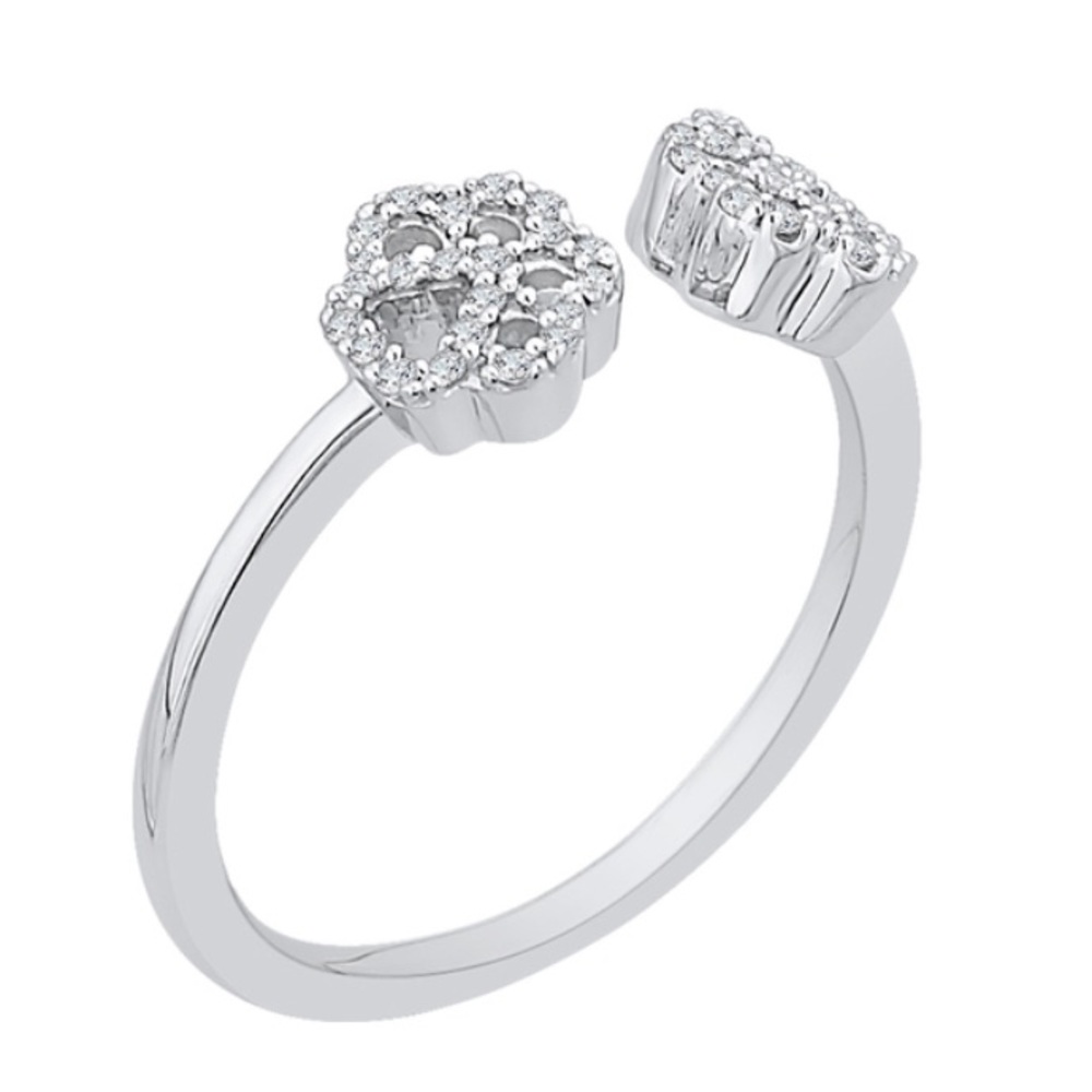 Paw Diamond Ring, Sterling Silver